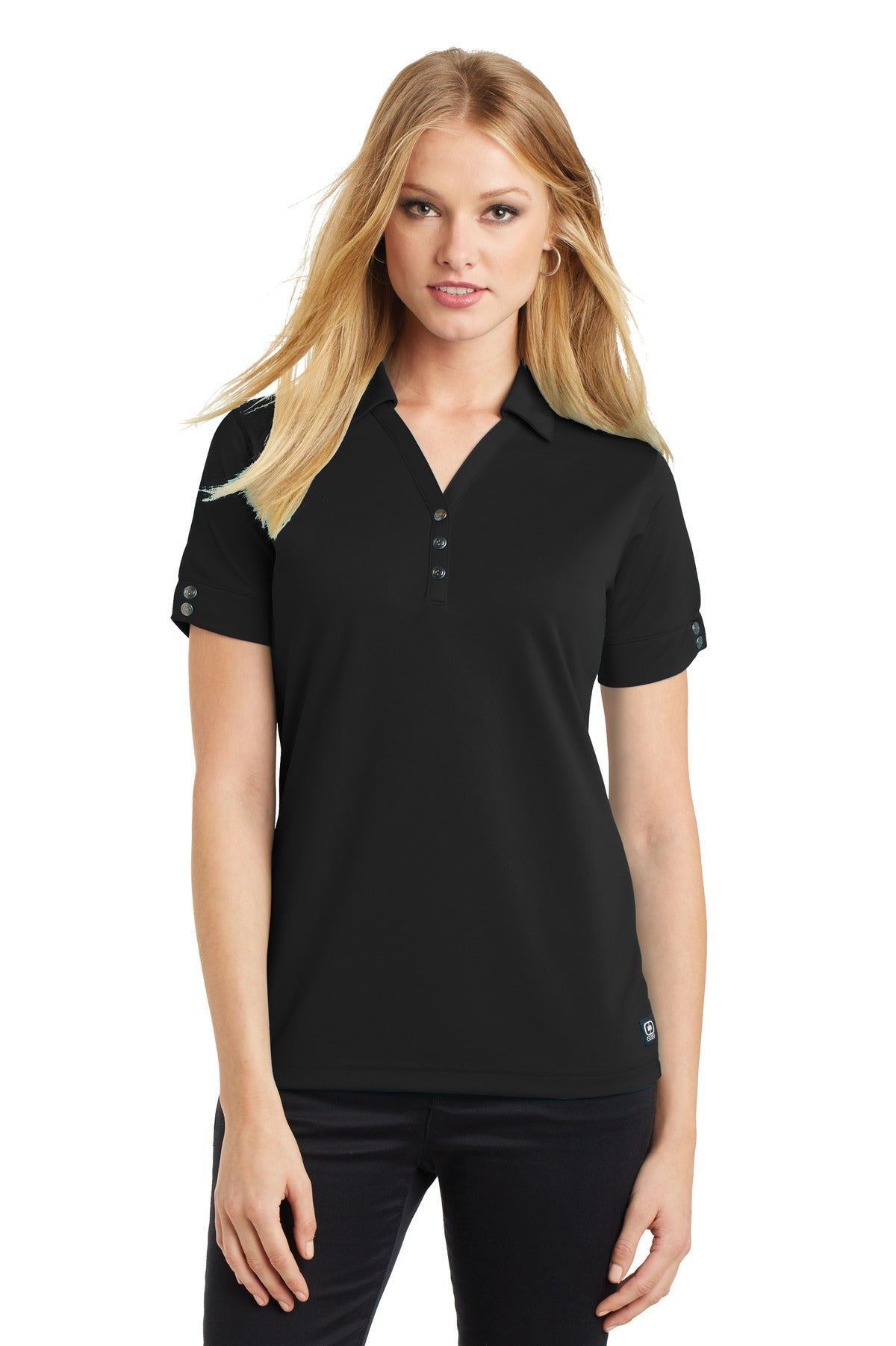 Front View of Blacktop OGIO - Glam Polo. LOG105