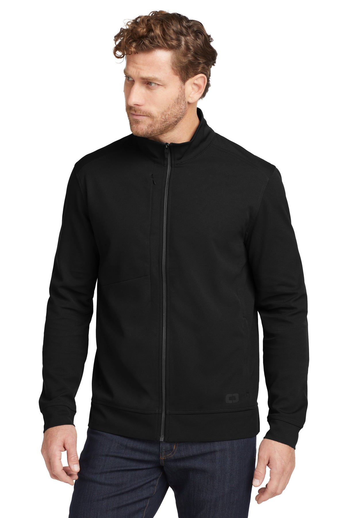 Front View of Blacktop OGIO Hinge Full-Zip. OG820