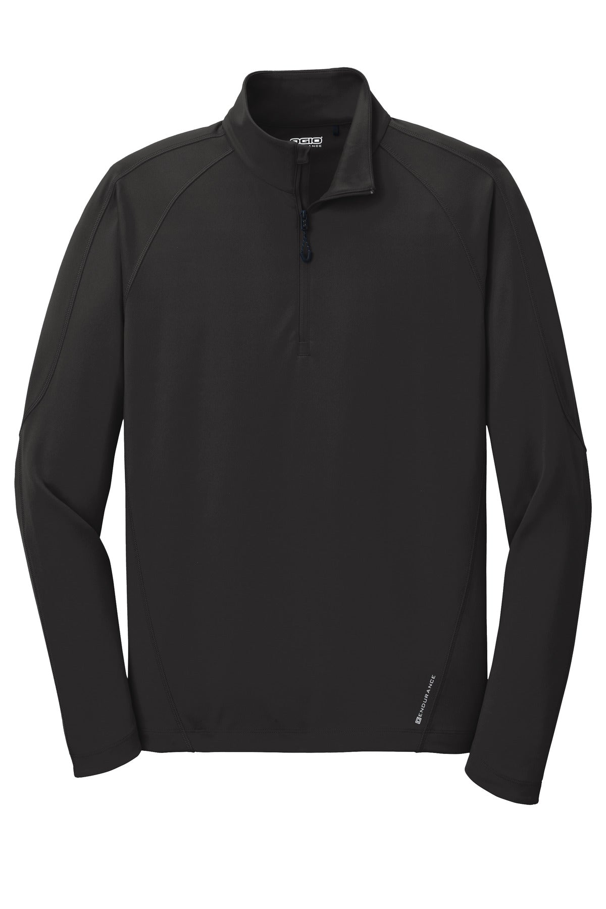 Front View of Blacktop OGIO Radius 1/4-Zip. OE550
