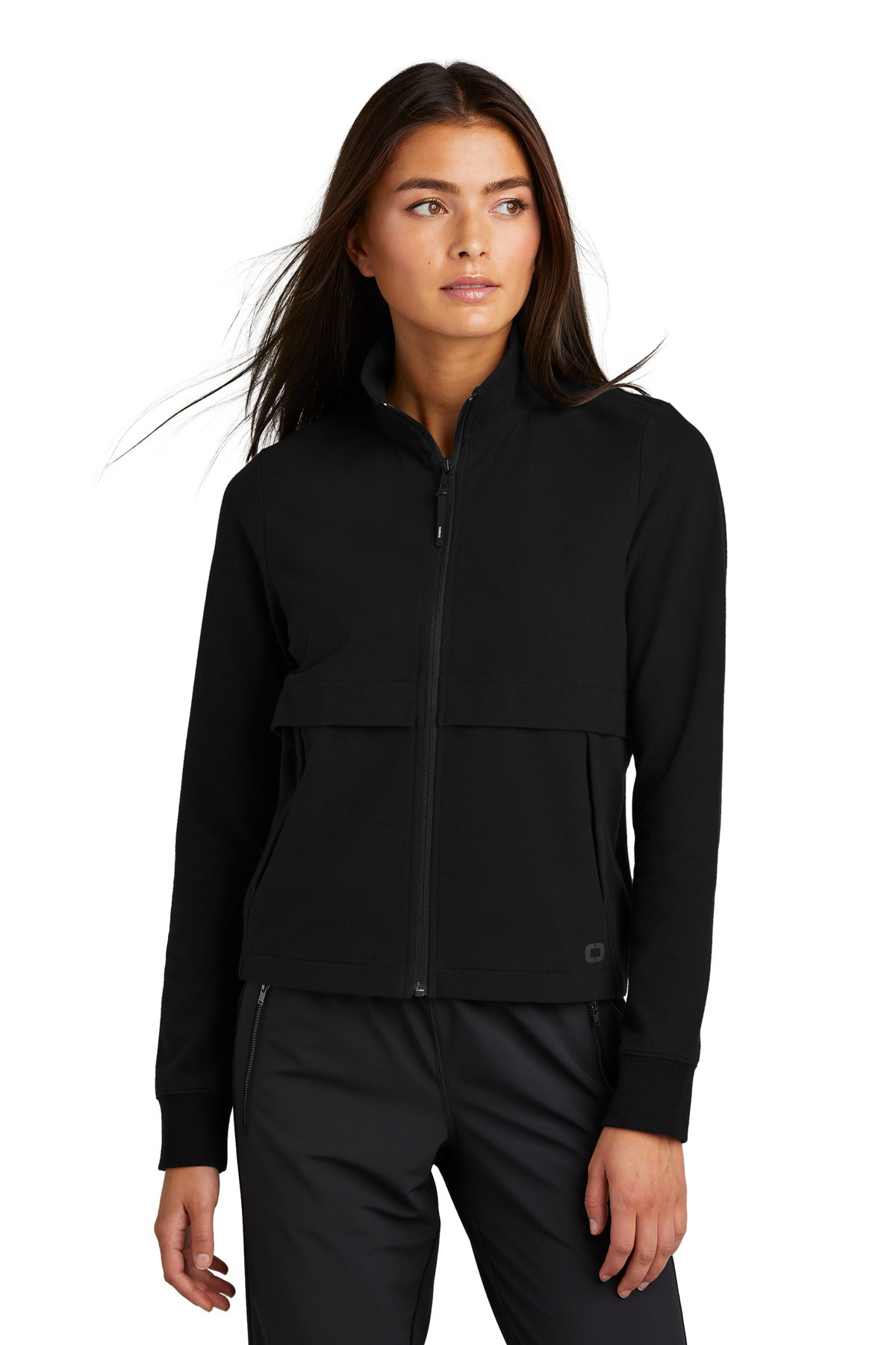 Front View of Blacktop OGIO Women's Outstretch Full-Zip LOG830