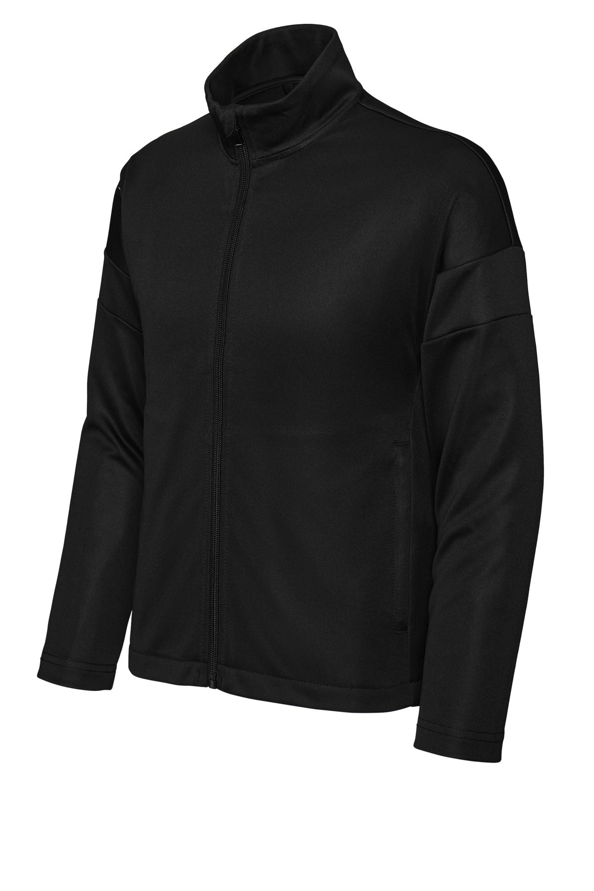 Front View of Blk/Blk Sport-Tek Youth Travel Full-Zip Jacket YST800