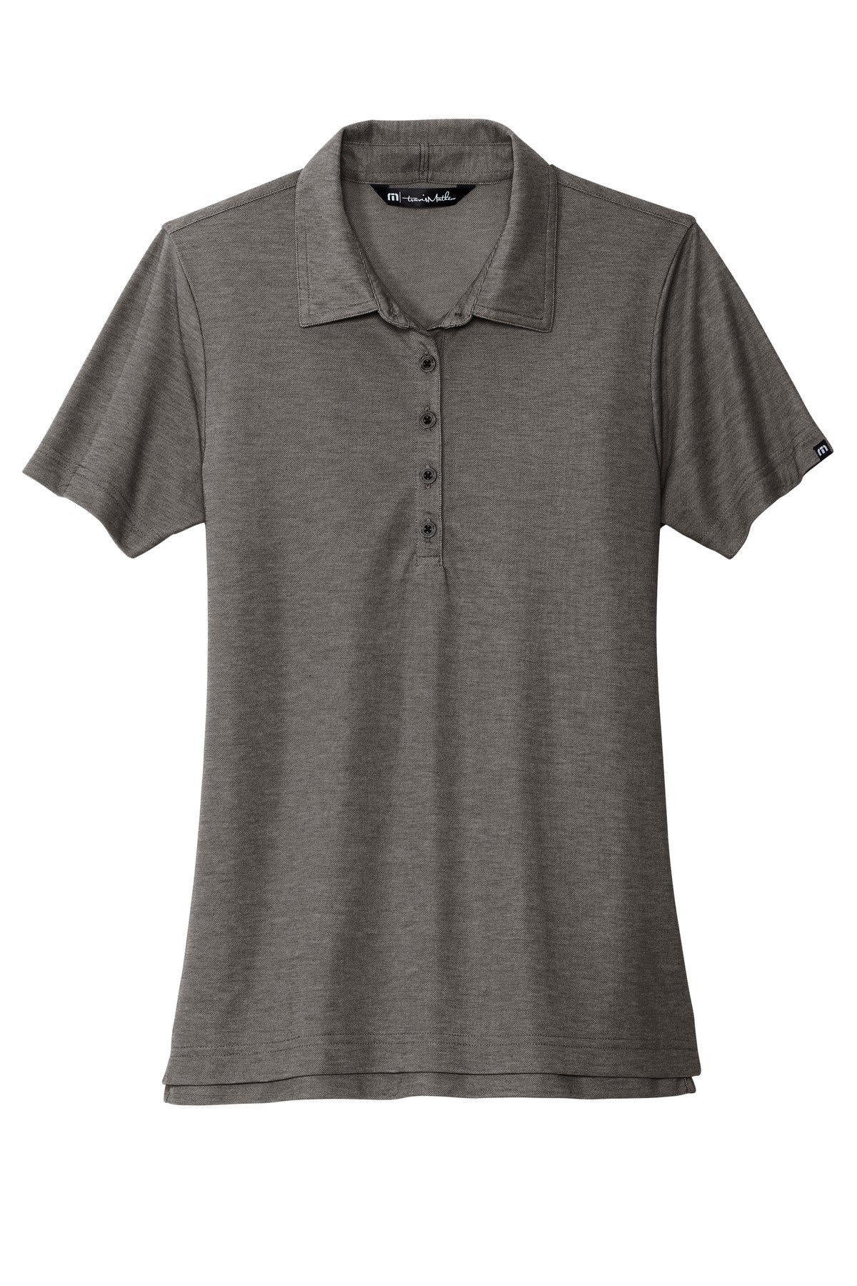 Front View of BlkHthr TravisMathew Women's Oceanside Heather Polo TM1WW002