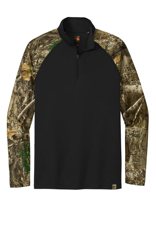 Front View of Blk/RTEdge Russell Outdoors Realtree Colorblock Performance 1/4-Zip RU152