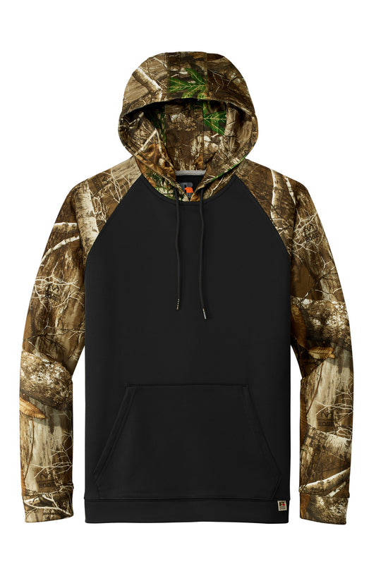 Front View of Blk/RTEdge Russell Outdoors Realtree Performance Colorblock Pullover Hoodie RU451