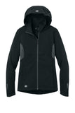 Front View of Blktp/Gear Gry OGIO Women's Pivot Soft Shell. LOE721