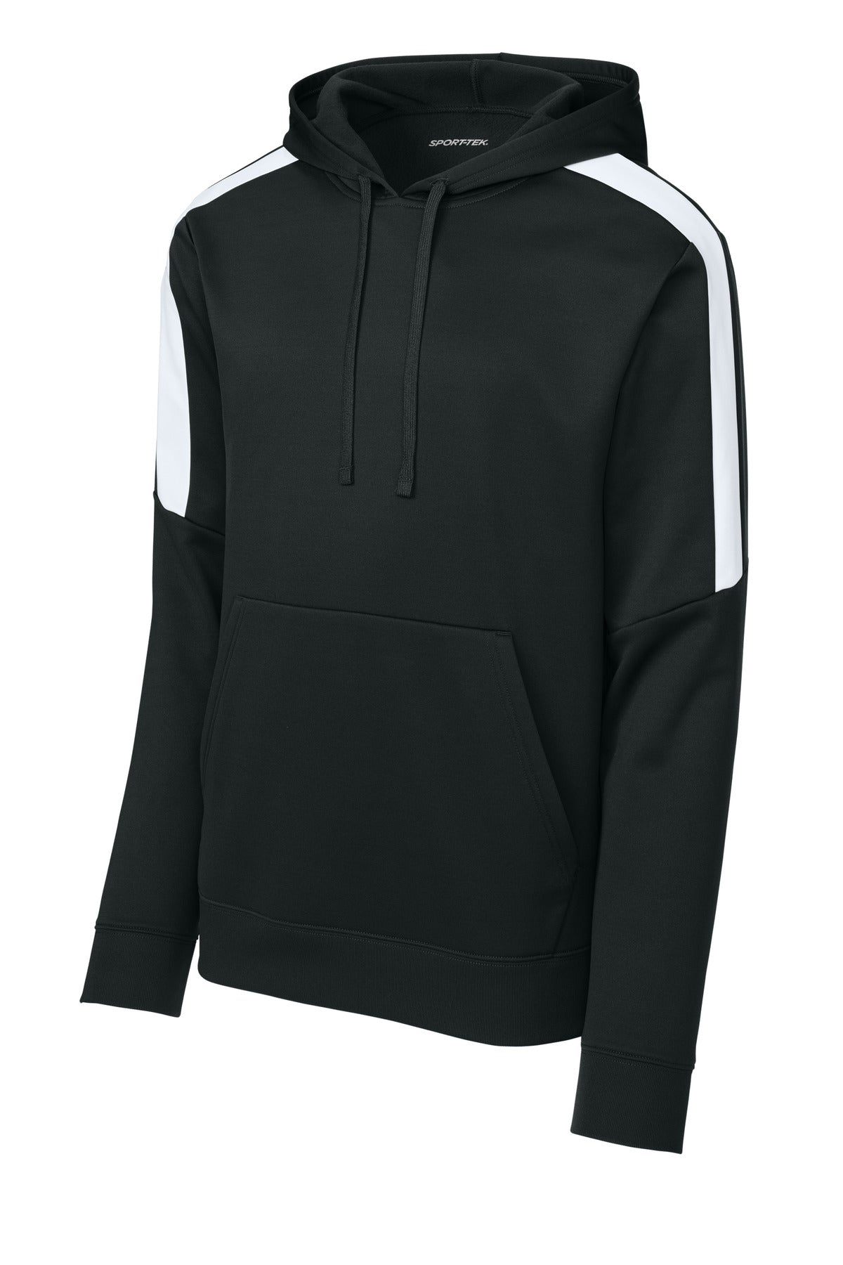 Front View of Blk/White Sport-Tek Sport-Wick Fleece United Pullover Hoodie ST255