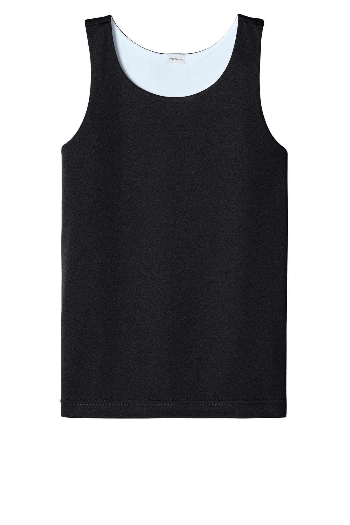 Front View of Blk/White Sport-Tek Youth PosiCharge Competitor Rev Tank YST551