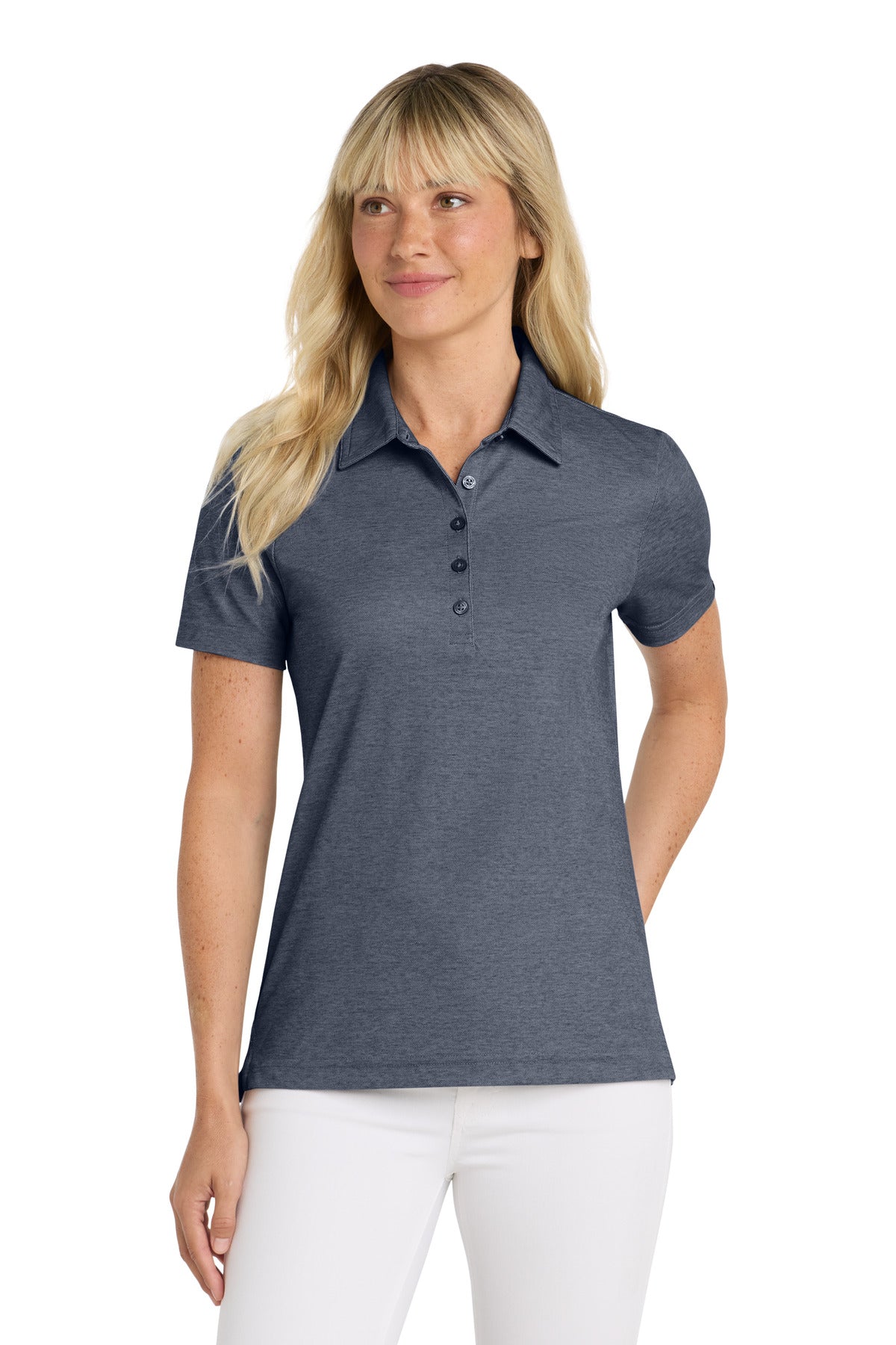 Front View of BlNightsHt TravisMathew Women's Oceanside Heather Polo TM1WW002