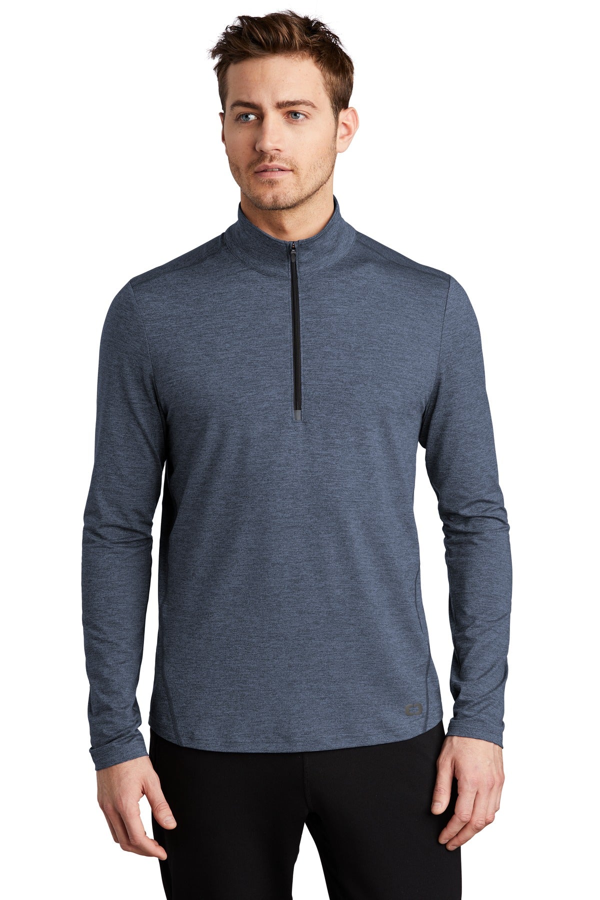 Front View of Blue Indigo He OGIO Force 1/4-Zip OE341
