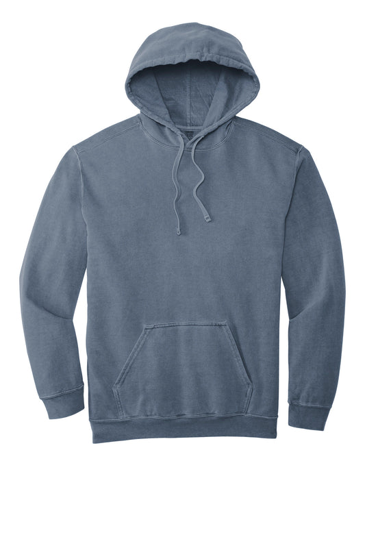 Front View of Blue Jean COMFORT COLORS Ring Spun Hooded Sweatshirt. 1567