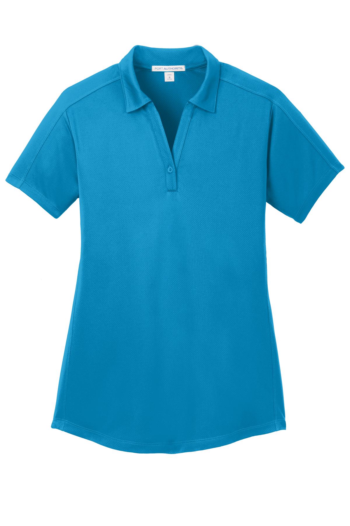 Front View of Blue Wake Port Authority Women's Diamond Jacquard Polo. L569