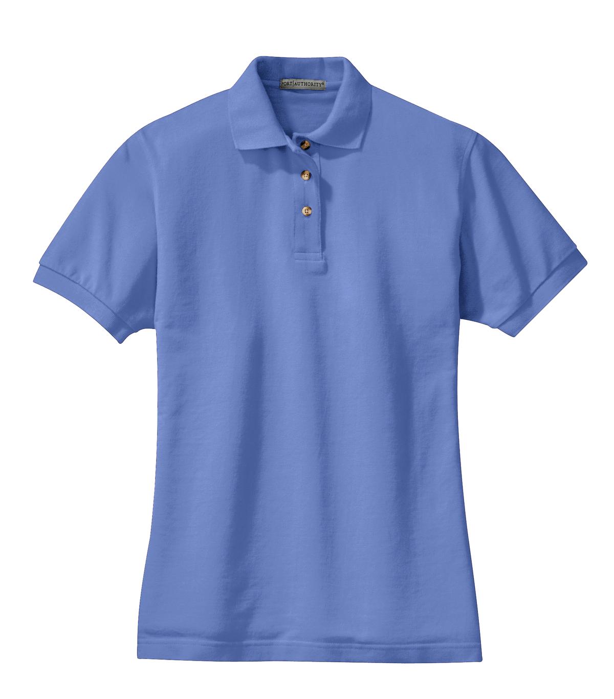 Front View of Blueberry Port Authority Women's Heavyweight Cotton Pique Polo. L420