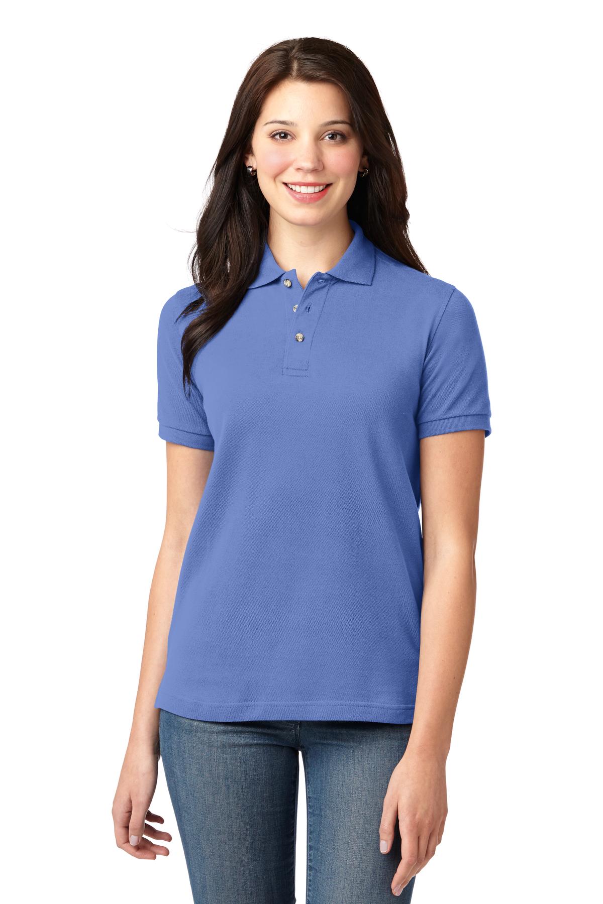 Front View of Blueberry Port Authority Women's Heavyweight Cotton Pique Polo. L420