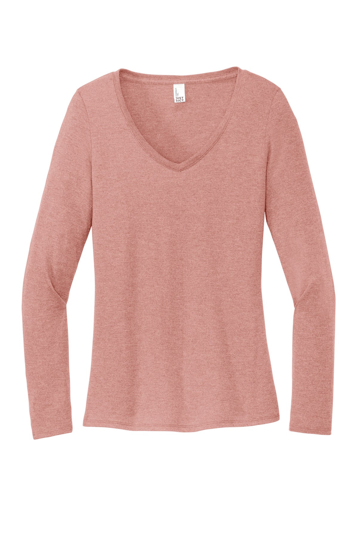 Front View of BlustFrost District Women's Perfect Tri Long Sleeve V-Neck Tee DT135