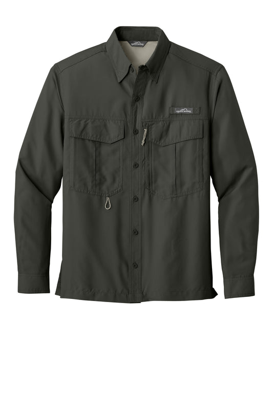 Front View of Boulder Eddie Bauer - Long Sleeve Performance Fishing Shirt. EB600