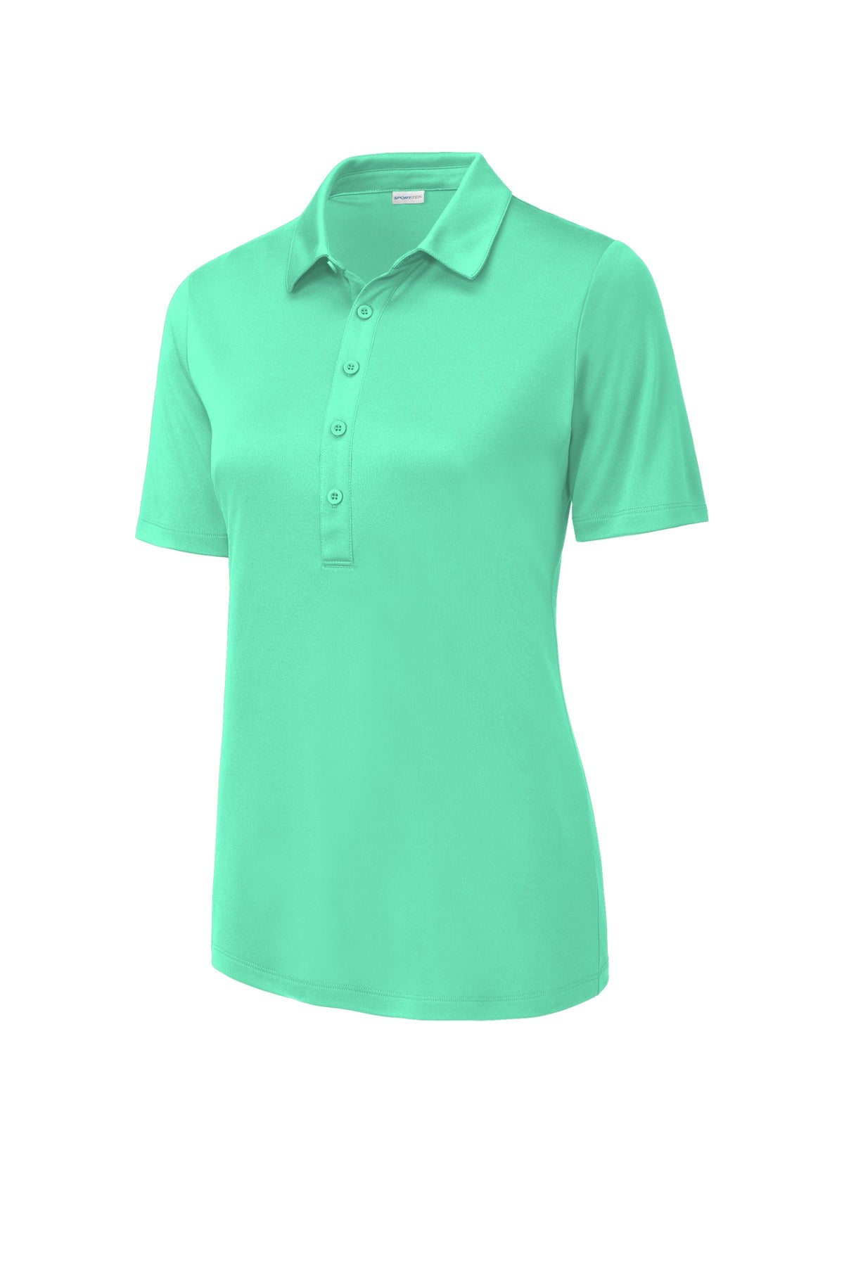 Front View of Bright Seafoam Sport-Tek Women's Posi-UV Pro Polo. LST520