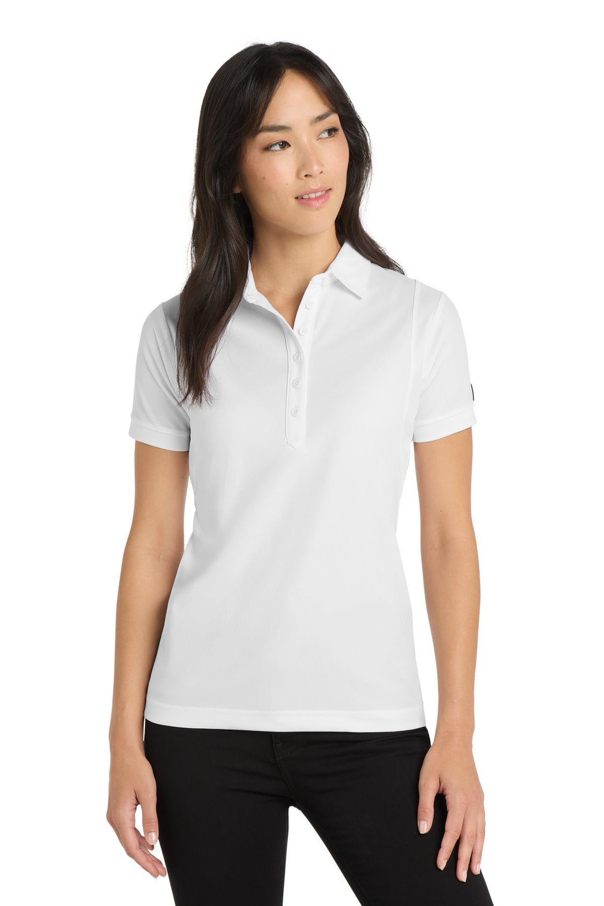 Front View of Bright White OGIO - Jewel Polo. LOG101