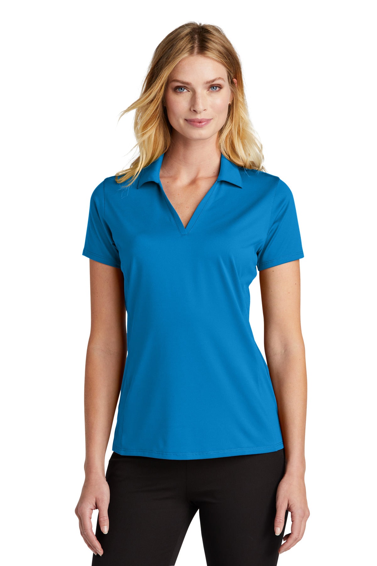 Front View of BrillBlue Port Authority Women's Performance Staff Polo LK398