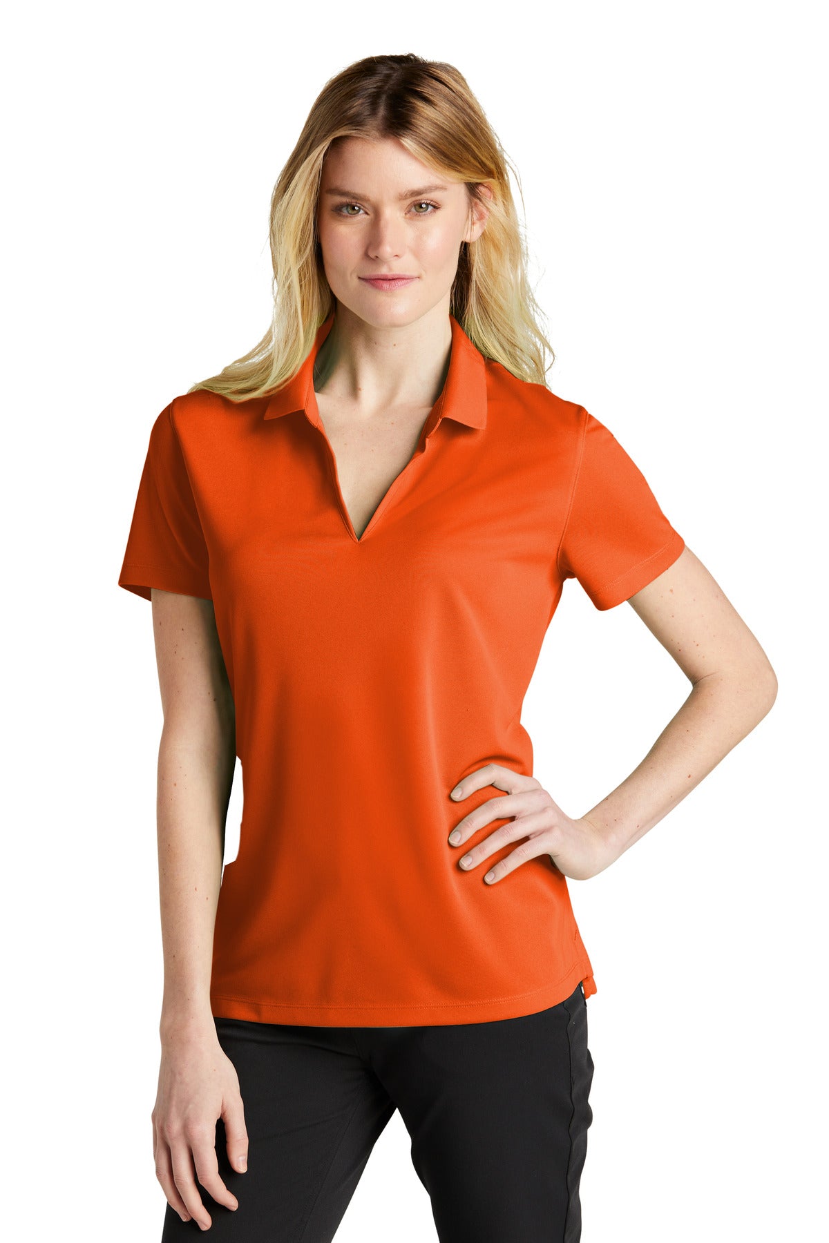 Front View of BrillOrng Nike Women's Dri-FIT Micro Pique 2.0 Polo NKDC1991