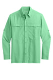 Front View of BrtSeafoam Port Authority Long Sleeve UV Daybreak Shirt W960