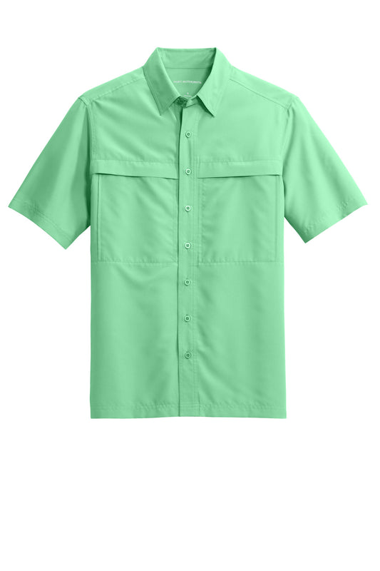 Front View of BrtSeafoam Port Authority Short Sleeve UV Daybreak Shirt W961