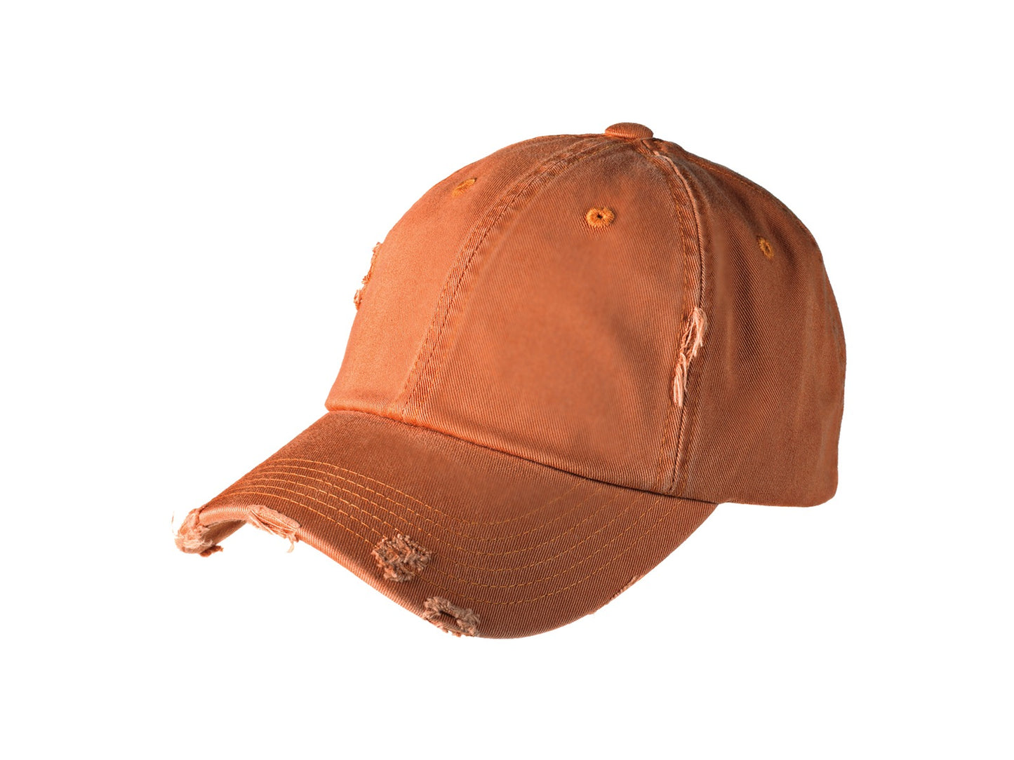 Front View of Burnt Orange District Distressed Cap. DT600