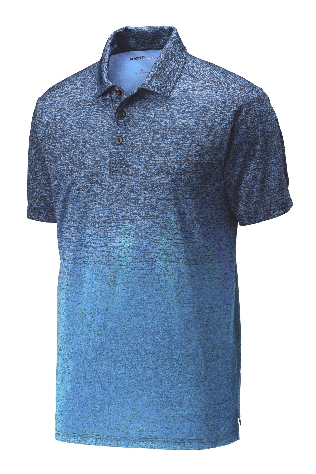 Front View of Car Blue/Tr Ny Sport-Tek Ombre Heather Polo. ST671