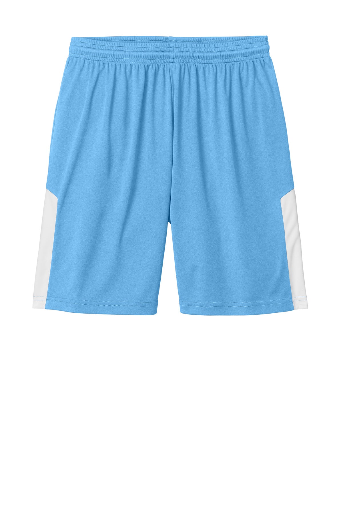 Front View of CarBl/Wht Sport-Tek Competitor United 7" Short ST103