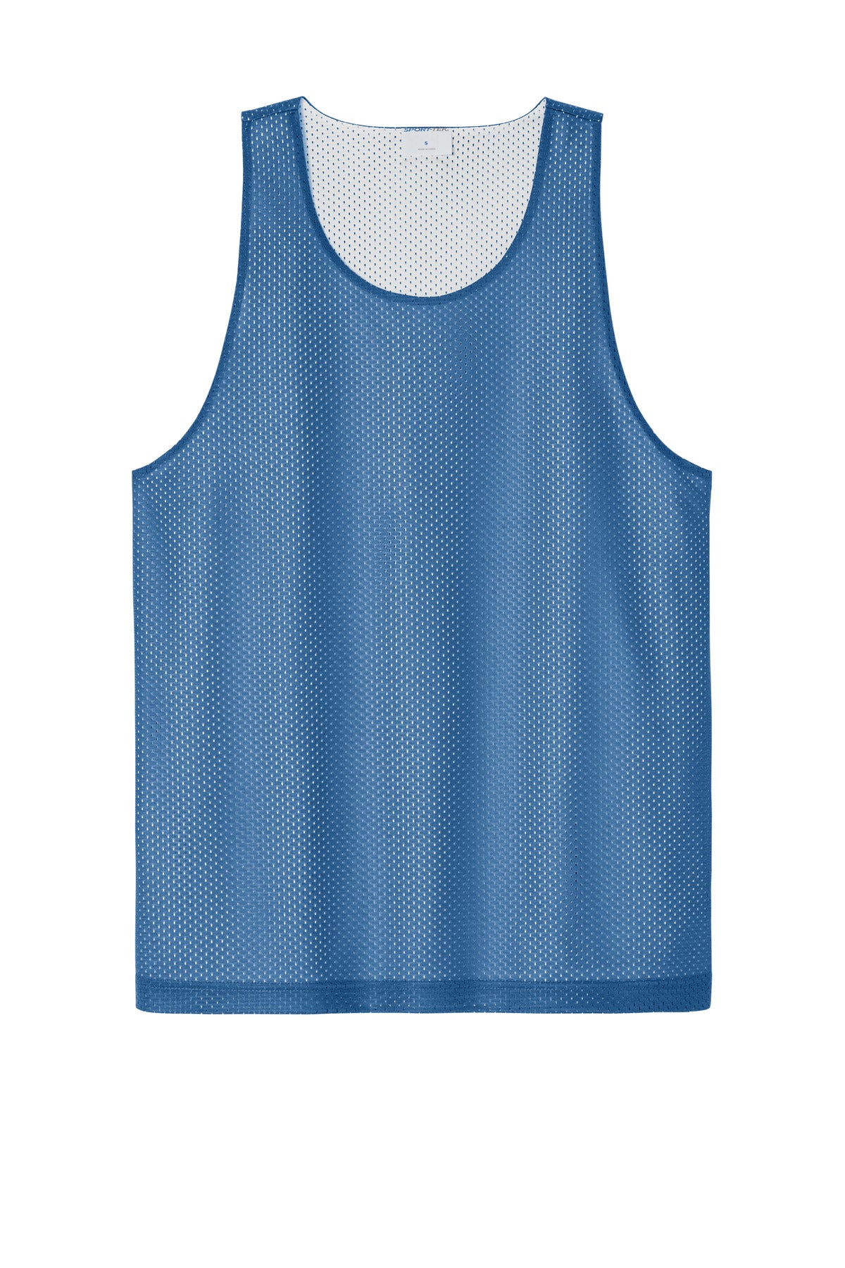 Front View of CarBl/Wht Sport-Tek PosiCharge Reversible Mesh Tank ST5000