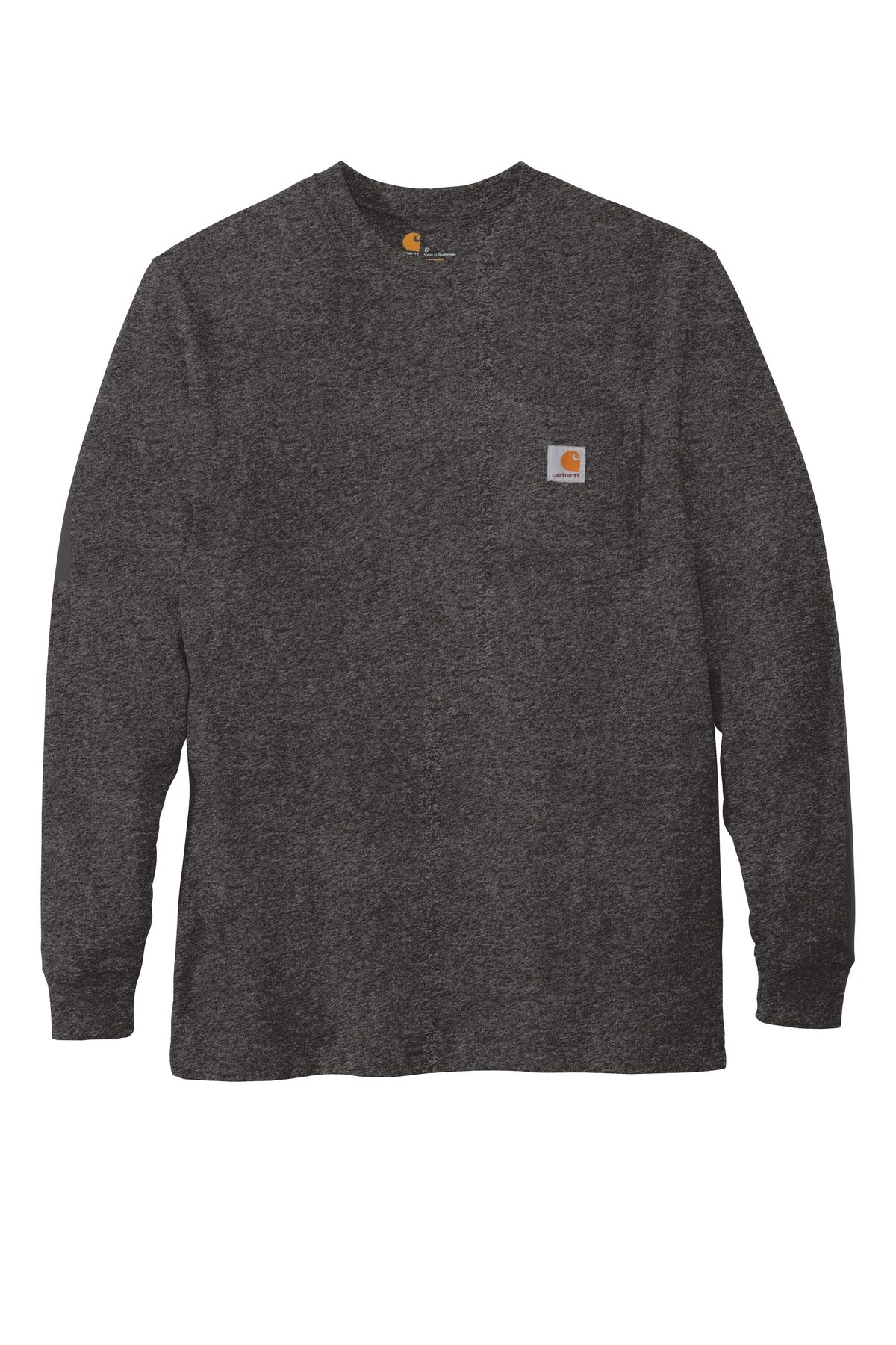 Front View of Carbon Heather Carhartt Workwear Pocket Long Sleeve T-Shirt. CTK126