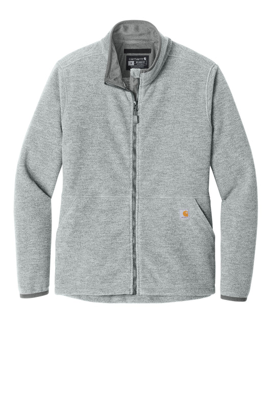 Front View of CarbonHthr Carhartt Women's Textured Full-Zip Fleece Jacket CT106419