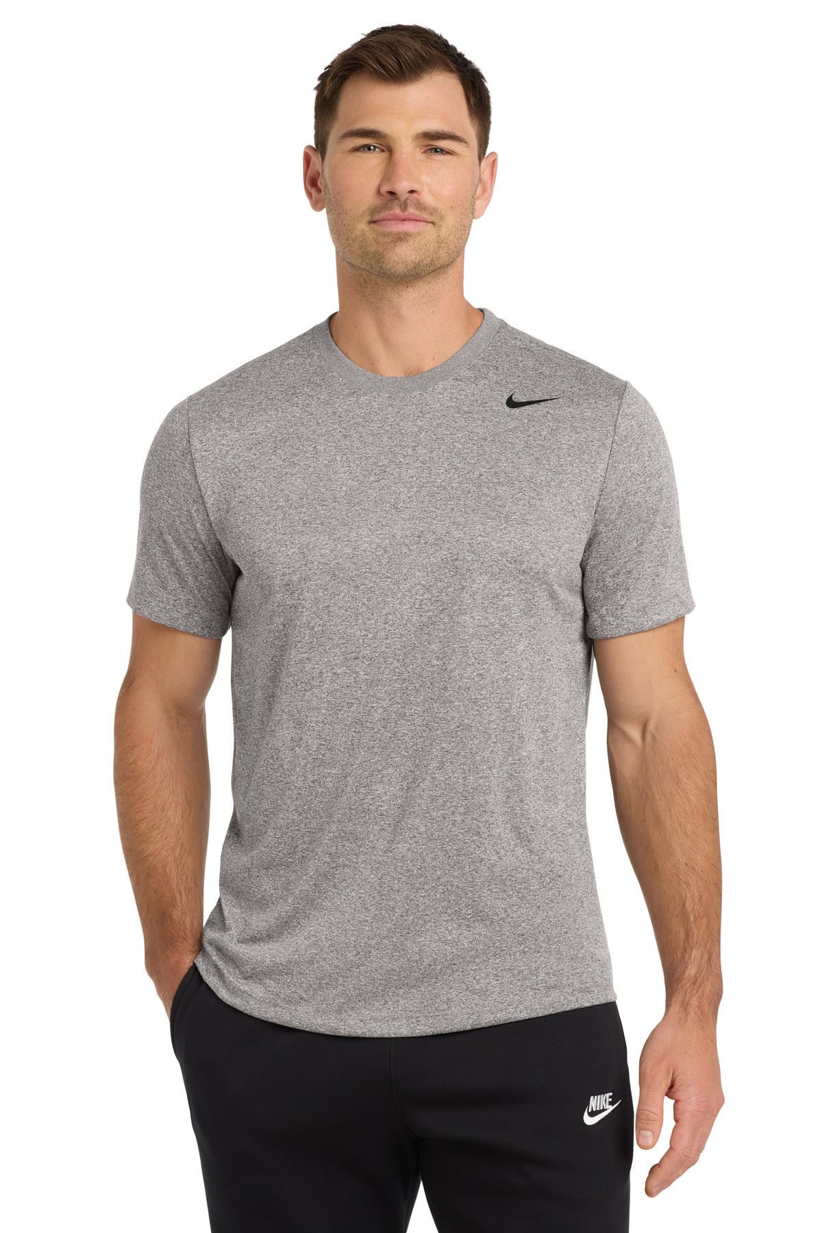 Front View of CarbonHthr Nike Team rLegend Tee DV7299