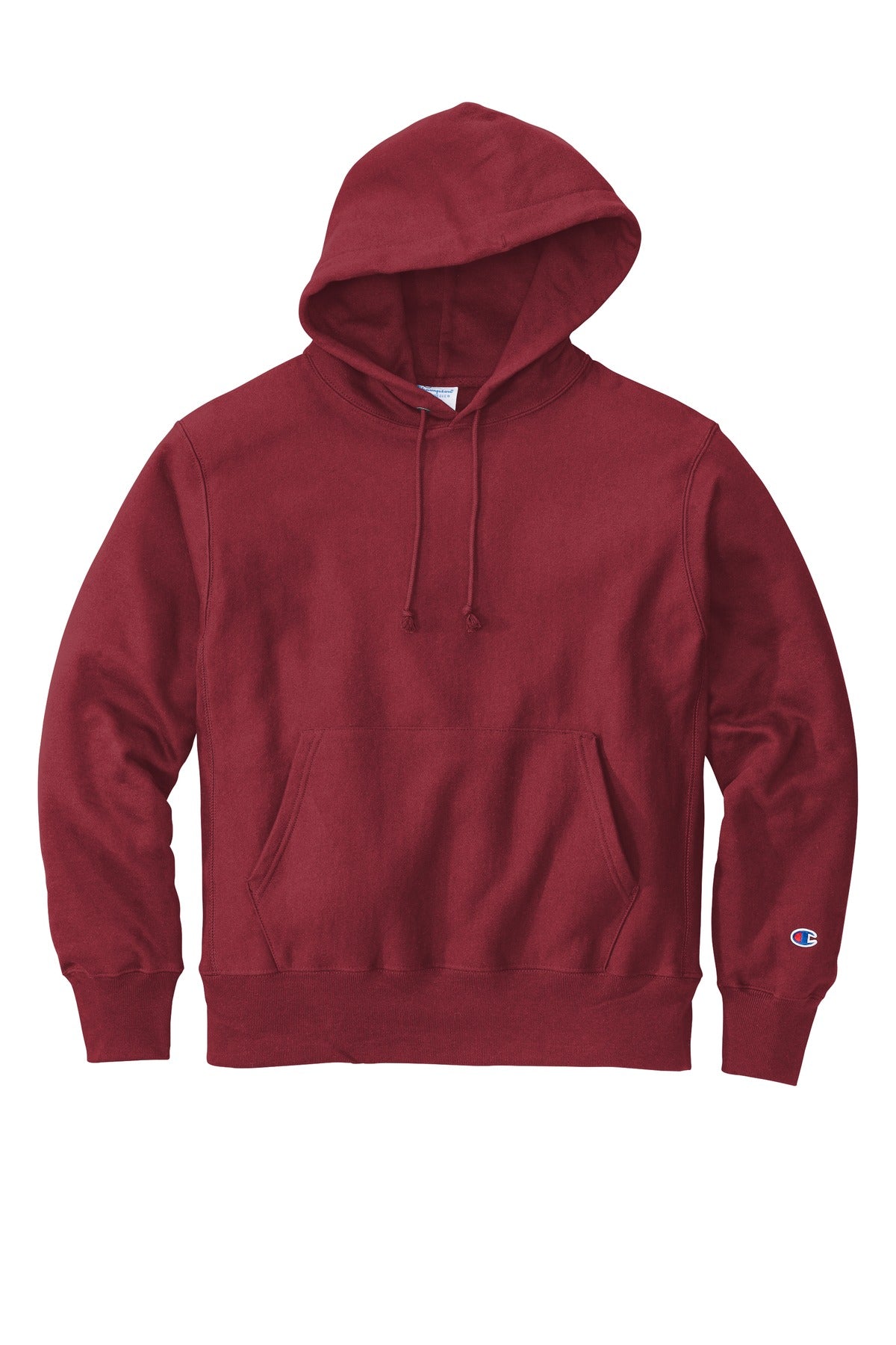 Front View of Cardinal Champion Reverse Weave Hooded Sweatshirt S101