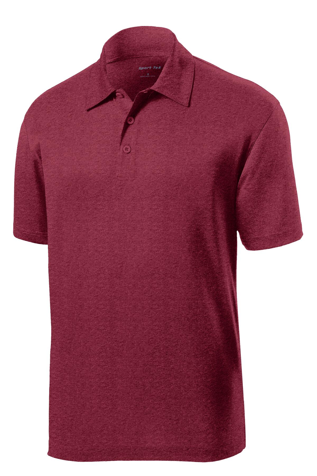 Front View of Cardinal Hthr Sport-Tek Heather Contender Polo. ST660