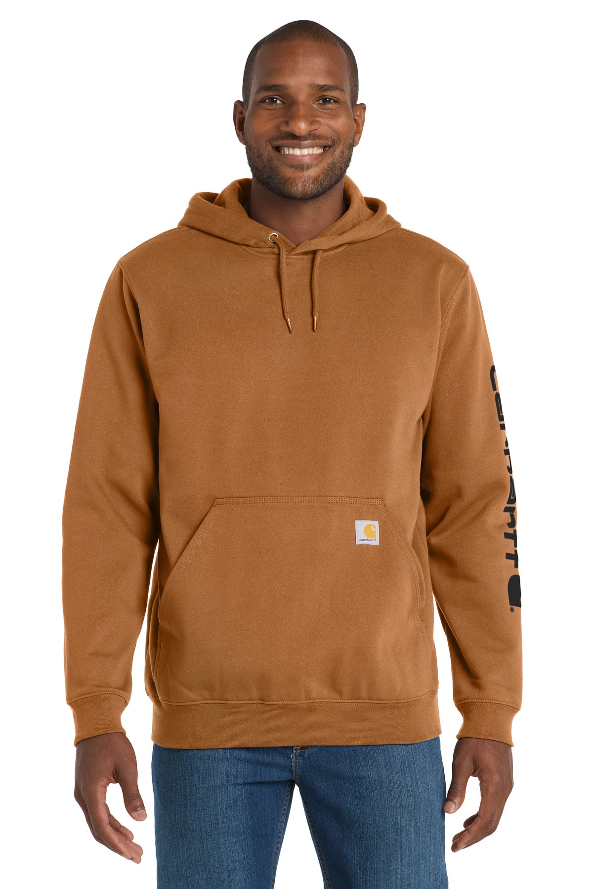 Front View of CarharttBr Carhartt Midweight Hooded Logo Sweatshirt CTK288