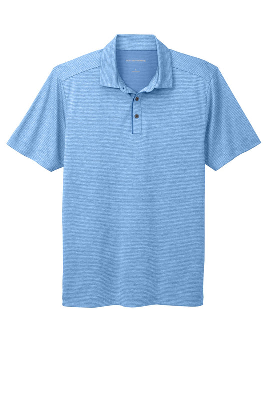 Front View of Carolina Blue Port Authority Shadow Stripe Polo. K585