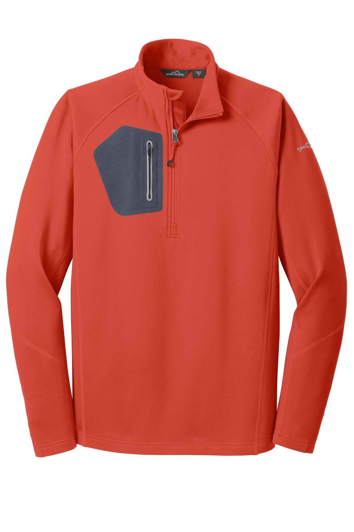 Front View of Cayenne Eddie Bauer 1/2-Zip Performance Fleece. EB234