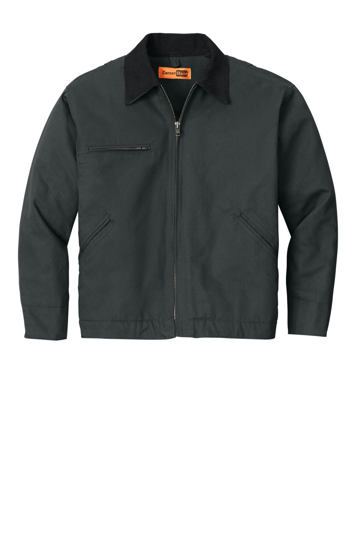 Front View of Charcoal CornerStone - Duck Cloth Work Jacket. J763