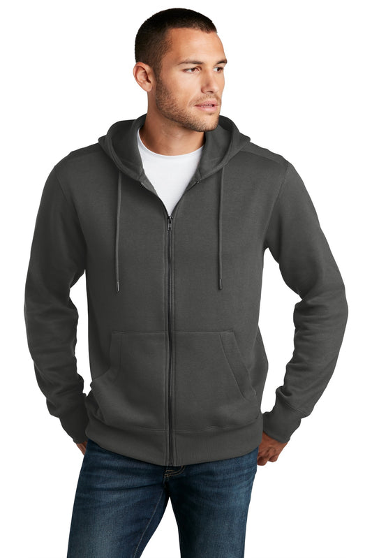 Front View of Charcoal District Perfect Weight Fleece Full-Zip Hoodie DT1103