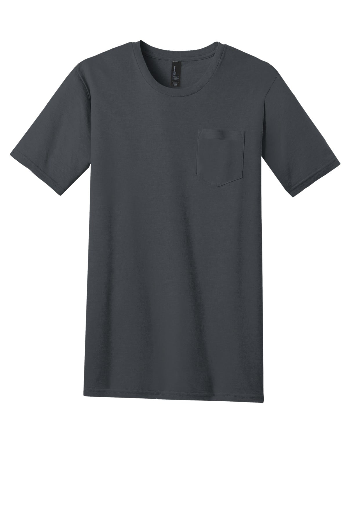Front View of Charcoal District Very Important Tee with Pocket. DT6000P