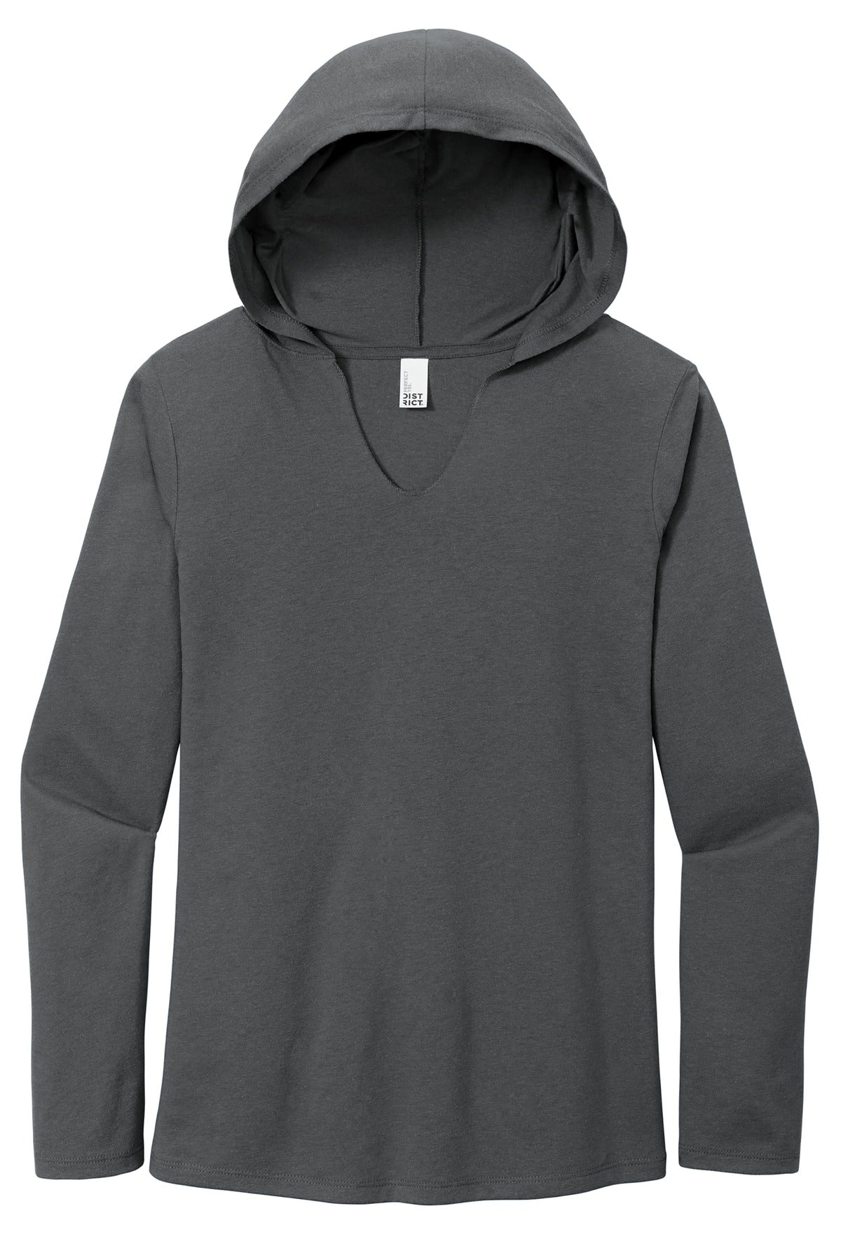 Front View of Charcoal District Women's Perfect Tri Long Sleeve Hoodie. DM139L