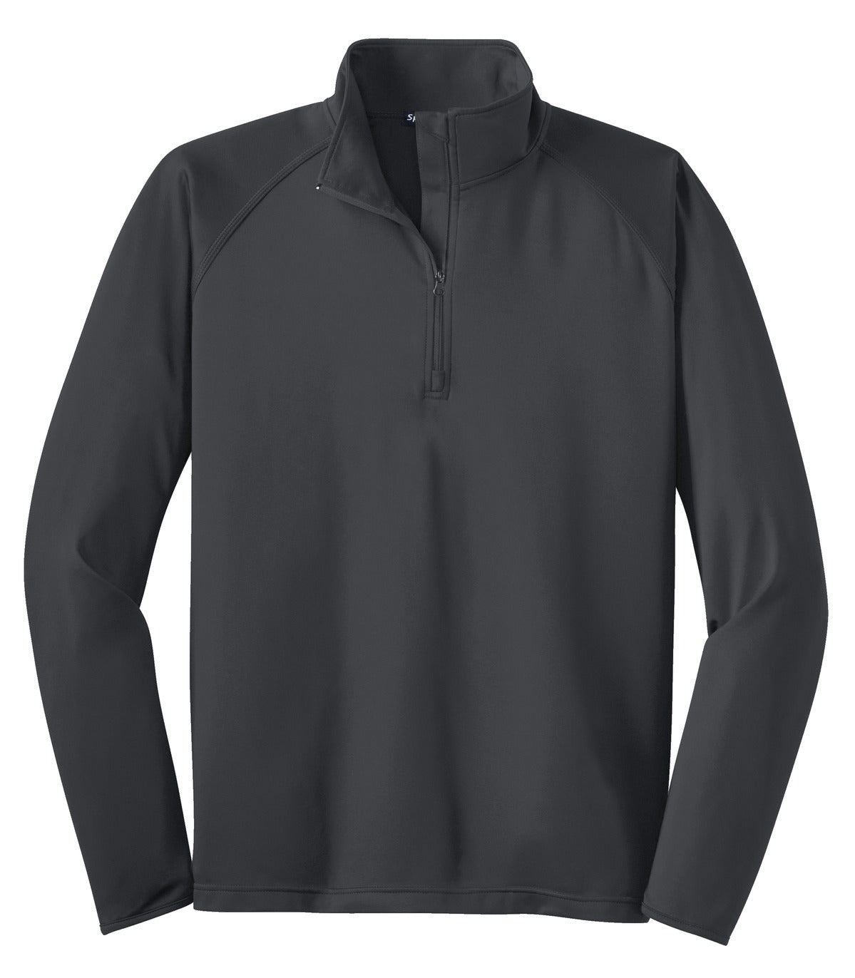 Front View of Charcoal Grey Sport-Tek Tall Sport-Wick Stretch 1/4-Zip Pullover. TST850