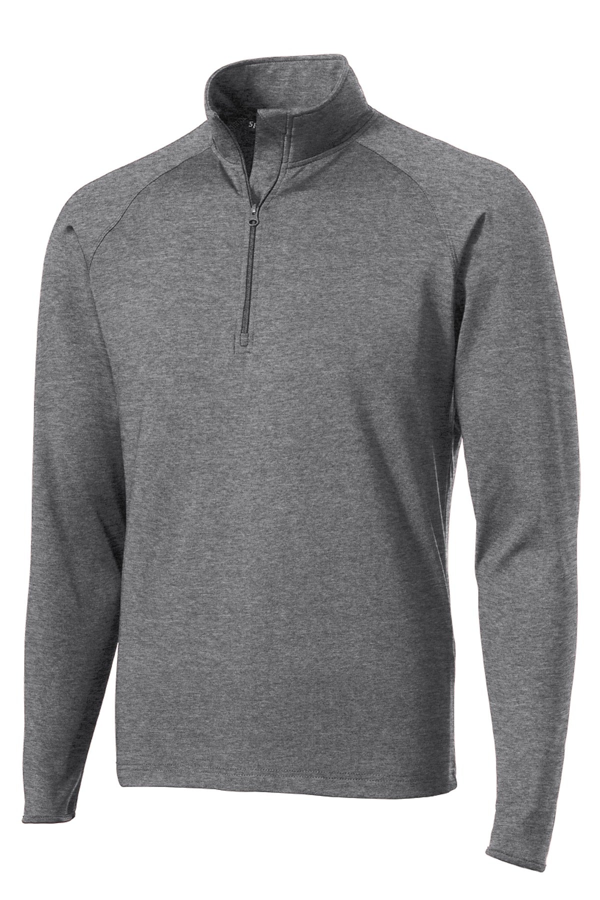 Front View of Charcoal Gy He Sport-Tek Sport-Wick Stretch 1/4-Zip Pullover. ST850
