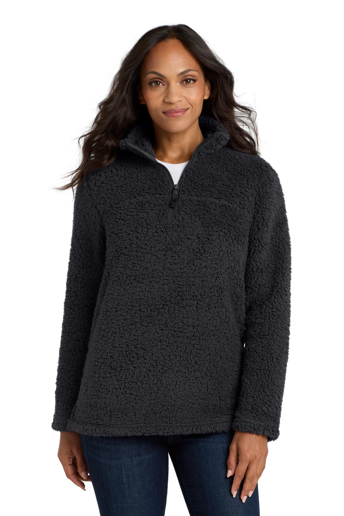 Front View of Charcoal Port Authority Women's Cozy 1/4-Zip Fleece L130