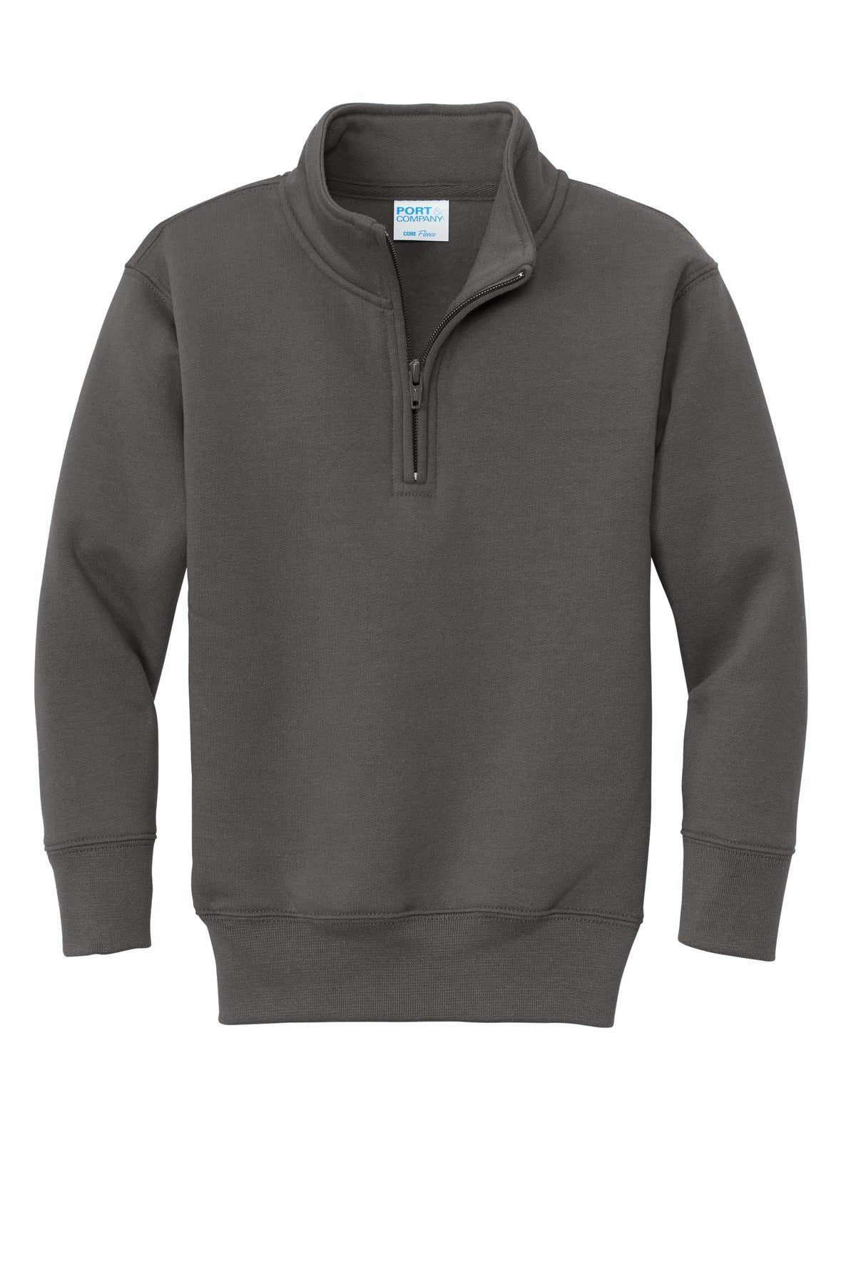 Front View of Charcoal Port & Company Youth Core Fleece 1/4-Zip Pullover Sweatshirt PC78YQ