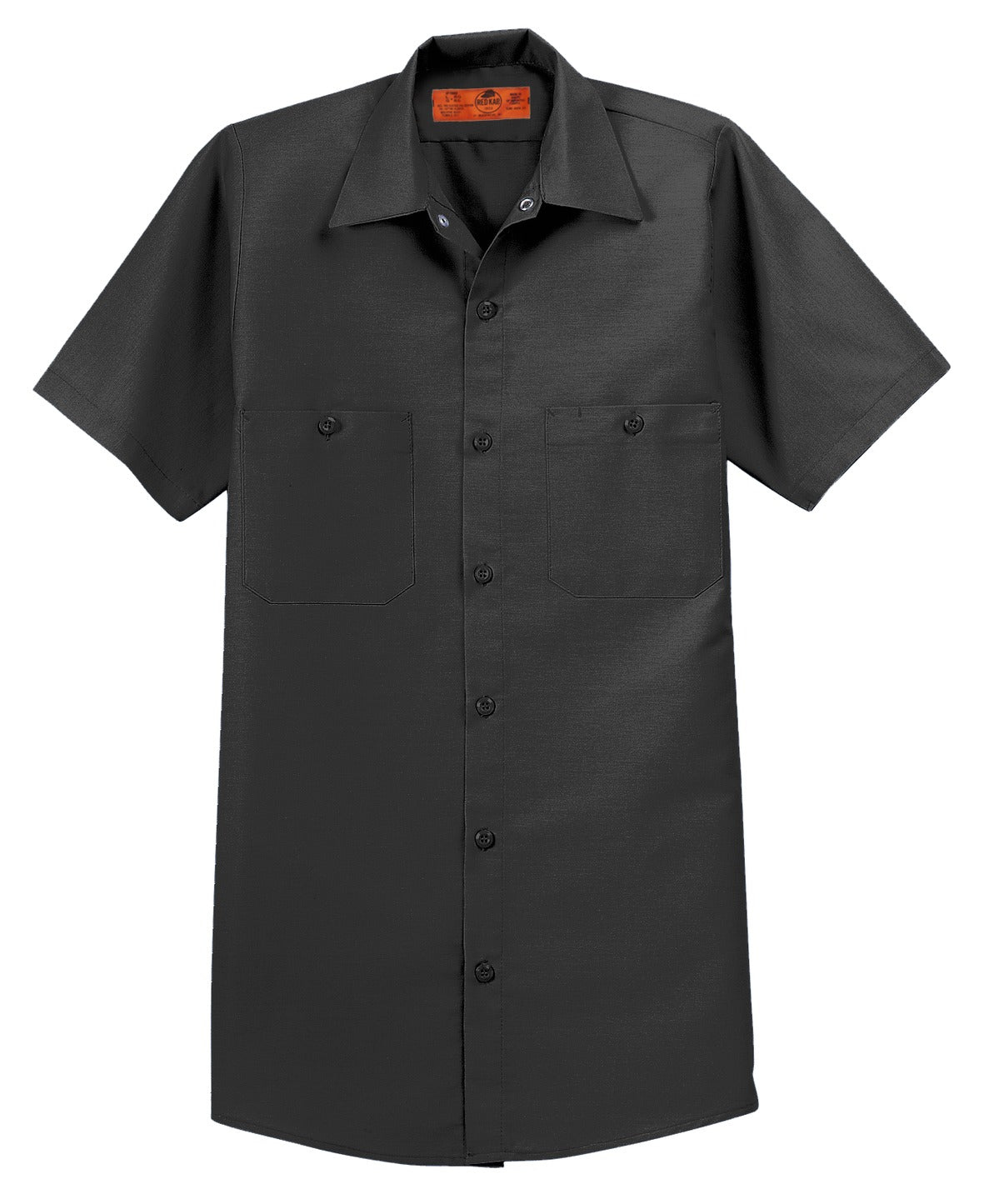 Front View of Charcoal Red Kap Long Size, Short Sleeve Industrial Work Shirt. SP24LONG