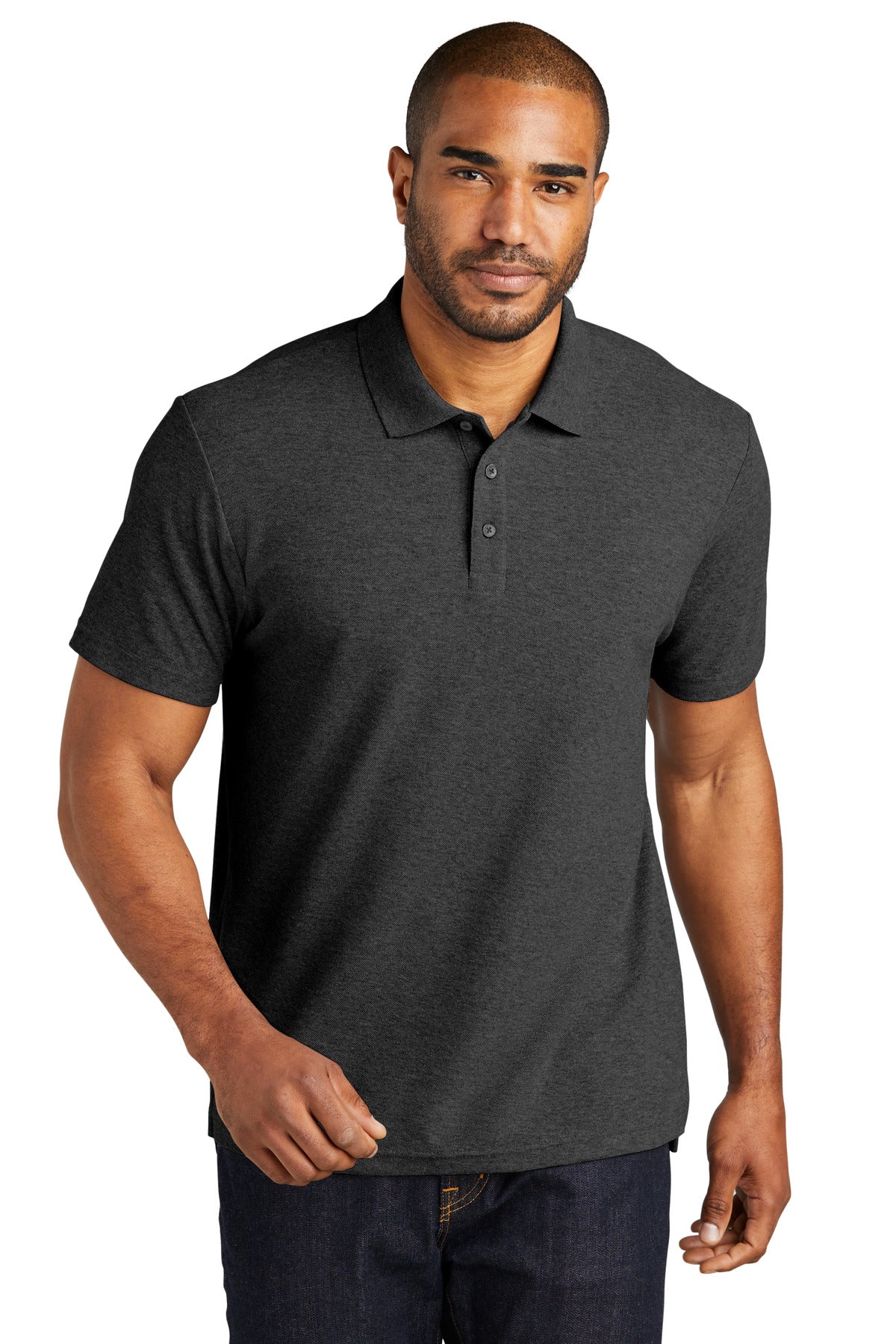 Front View of CharcoalHt Port Authority C-FREE Cotton Blend Pique Polo K867