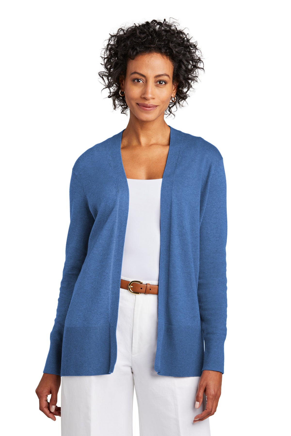 Front View of CharterBHt Brooks Brothers Women's Cotton Stretch Long Cardigan Sweater BB18403