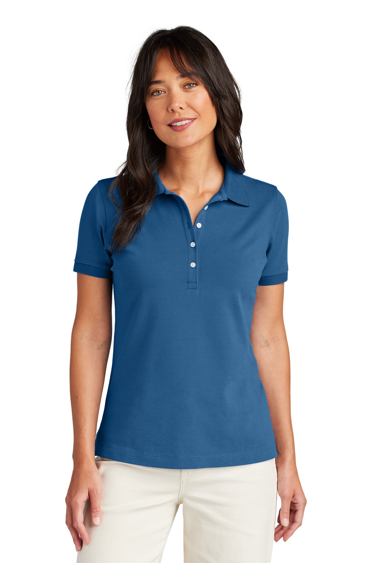 Front View of CharterBlu Brooks Brothers Women's Pima Cotton Pique Polo BB18201