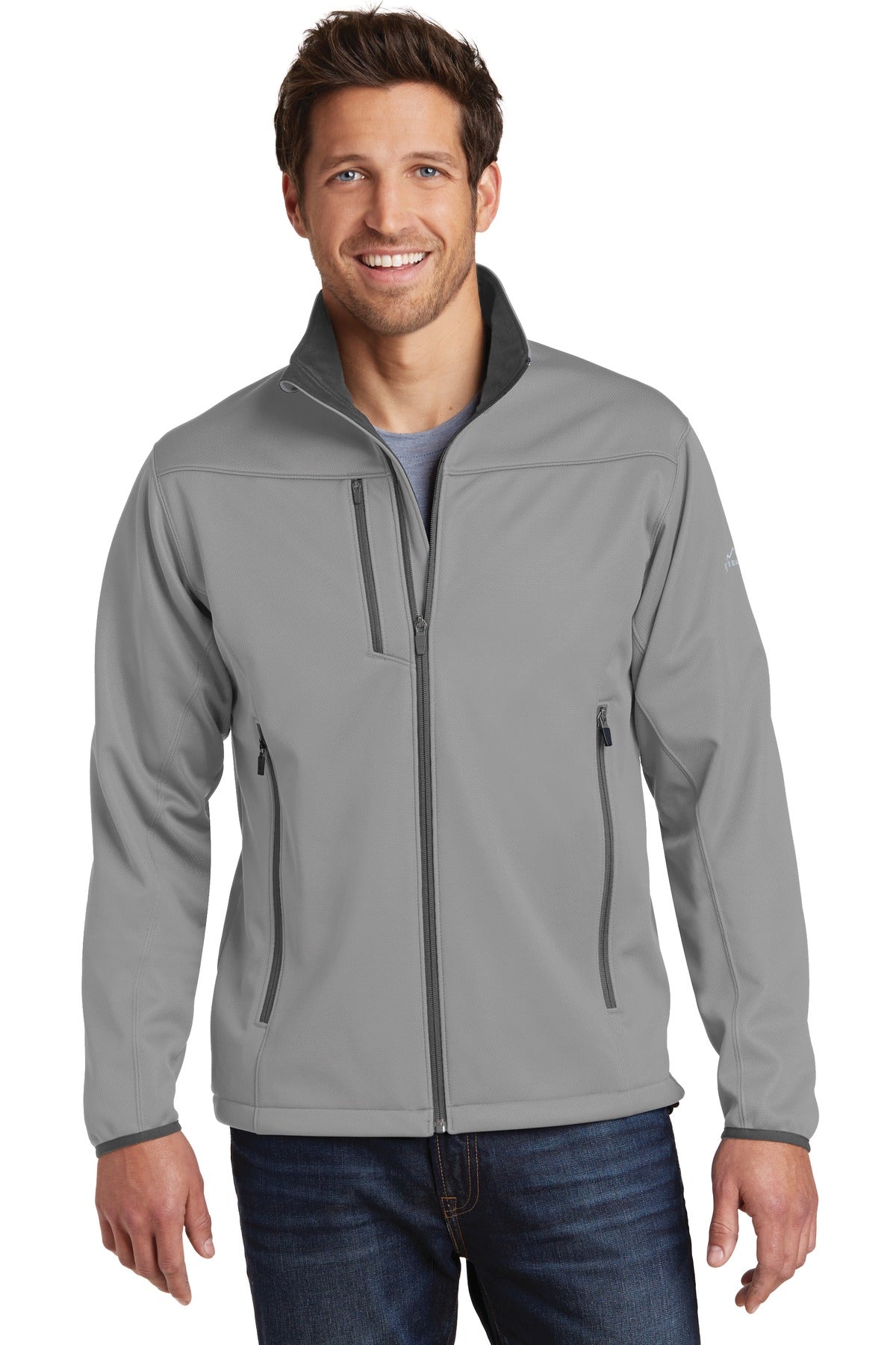 Front View of Chrome Eddie Bauer Weather-Resist Soft Shell Jacket. EB538